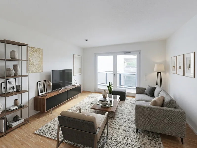Modern geschnittene 2-Zimmer-Wohnung mit Balkon und offener Küche — photo 1